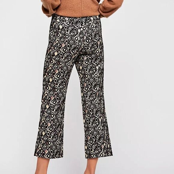 Free People Mod Crop Bootcut Pants in Metallic Black Geometric - Picture 5 of 16
